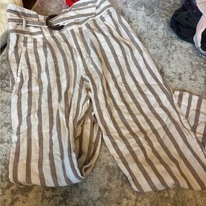 Anthropologie Striped Linen Pants